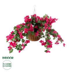 Artificial Garden RHODODENDRON HANGING PLANT 20634 Τεχνητό Κρεμαστό Διακοσμητικό Φυτό Τριανταφυλλιάς Y60cm