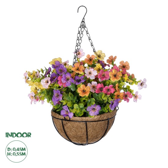 Artificial Garden GERBERA HANGING PLANT 20635 Τεχνητό Κρεμαστό Διακοσμητικό Φυτό Ζέρμπερας Y55cm