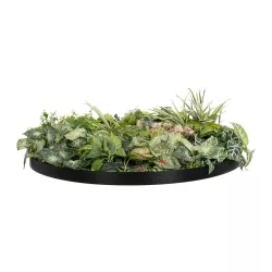 Artificial Garden VARIOUS PLANTS ROUND WALL DISC 20690 Τεχνητό Διακοσμητικό Στρογγυλό Πάνελ Φυλλωσιάς - Κάθετος Κήπος Μιξ Μ80 x Π80 x Υ20cm