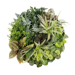 Artificial Garden VARIOUS PLANTS ROUND WALL DISC 20691 Τεχνητό Διακοσμητικό Στρογγυλό Πάνελ Φυλλωσιάς - Κάθετος Κήπος Μιξ Μ60 x Π60 x Υ20cm