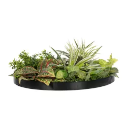 Artificial Garden VARIOUS PLANTS ROUND WALL DISC 20691 Τεχνητό Διακοσμητικό Στρογγυλό Πάνελ Φυλλωσιάς - Κάθετος Κήπος Μιξ Μ60 x Π60 x Υ20cm