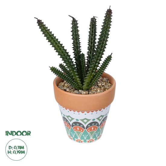 Artificial Garden SUCCULENT EUPHORBIA POTTED PLANT 21045 Διακοσμητικό Φυτό Ευφορβία Φ11 x Υ19cm