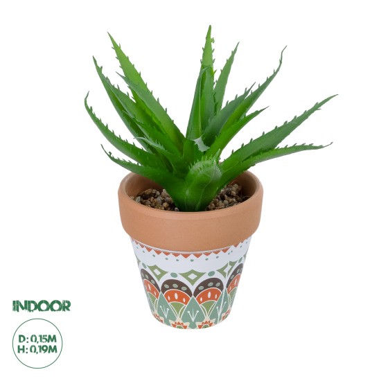 Artificial Garden SUCCULENT ALOE POTTED PLANT 21054 Διακοσμητικό Φυτό Αλόη  Φ15 x Υ19cm