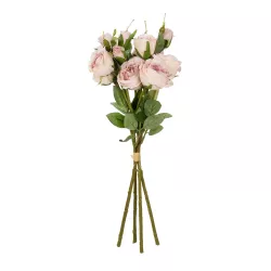 Artificial Garden DUSTY PINK ROSE BOUQUET 21084 Τεχνητό Διακοσμητικό Μπουκέτο Τριαντάφυλλα Ανοιχτό Ροζ Y44cm