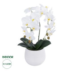 Artificial Garden WHITE ORCHID 21117 Διακοσμητικό Φυτό Λευκή Ορχιδέα Υ45cm