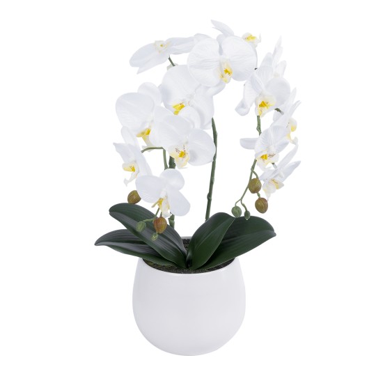 Artificial Garden WHITE ORCHID 21117 Διακοσμητικό Φυτό Λευκή Ορχιδέα Υ45cm