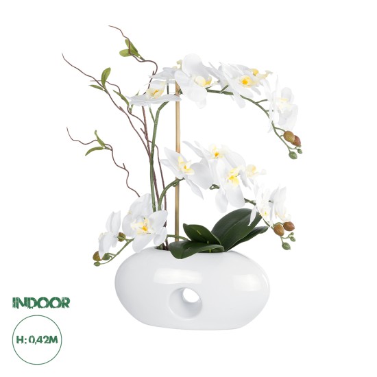 Artificial Garden WHITE ORCHID 21125 Διακοσμητικό Φυτό Λευκή Ορχιδέα Υ42cm