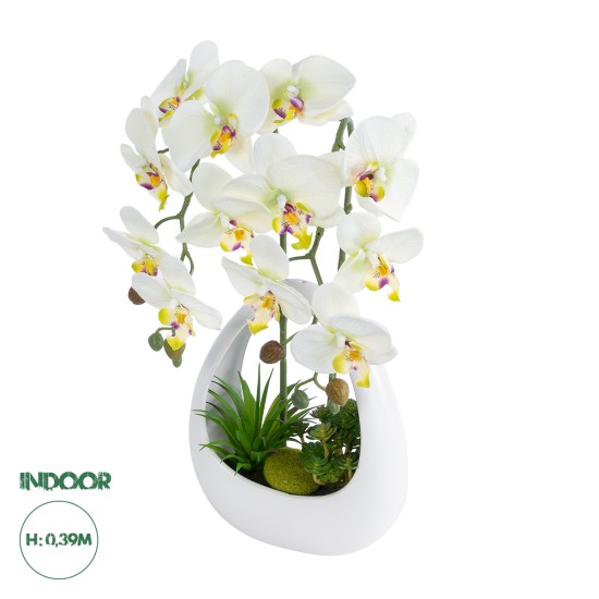 Artificial Garden WHITE ORCHID 21128 Διακοσμητικό Φυτό Λευκή Ορχιδέα Υ39cm