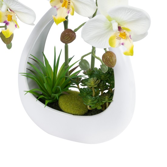 Artificial Garden WHITE ORCHID 21128 Διακοσμητικό Φυτό Λευκή Ορχιδέα Υ39cm