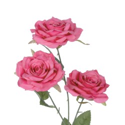 Artificial Garden  HOT PINK ROSE BRANCH 21135 Τεχνητό Διακοσμητικό Κλαδί Τριαντάφυλλο Έντονο Ροζ Y66cm