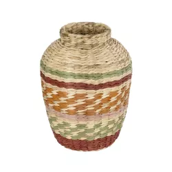 Artificial Garden TORONTO 21224 Διακοσμητικό Πλεκτό Καλάθι - Κασπώ Γλάστρα - Flower Pot Μπεζ με Πολύχρομο Π25 x M25 x Υ32cm