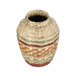 Artificial Garden TORONTO 21224 Διακοσμητικό Πλεκτό Καλάθι - Κασπώ Γλάστρα - Flower Pot Μπεζ με Πολύχρομο Π25 x M25 x Υ32cm
