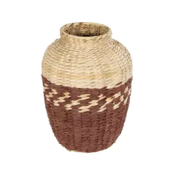 Artificial Garden TOULOUSE 21225 Διακοσμητικό Πλεκτό Καλάθι - Κασπώ Γλάστρα - Flower Pot Μπεζ με Κόκκινο Π25 x M25 x Υ32cm