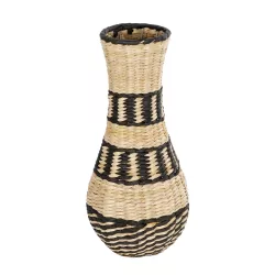 Artificial Garden MONTMARTRE 21227 Διακοσμητικό Πλεκτό Καλάθι - Κασπώ Γλάστρα - Flower Pot Μπεζ με Μαύρο Π20 x M20 x Υ42cm