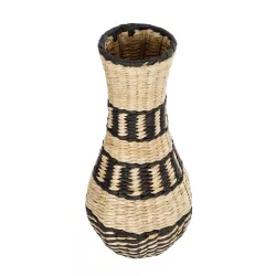 Artificial Garden MONTMARTRE 21227 Διακοσμητικό Πλεκτό Καλάθι - Κασπώ Γλάστρα - Flower Pot Μπεζ με Μαύρο Π20 x M20 x Υ42cm