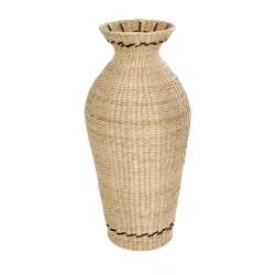 Artificial Garden MONTPELLIER 21237 Διακοσμητικό Πλεκτό Καλάθι - Κασπώ Γλάστρα - Flower Pot Μπεζ με Καφέ Π28 x M28 x Υ60cm