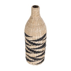 Artificial Garden AQABA 21243 Διακοσμητικό Πλεκτό Καλάθι - Κασπώ Γλάστρα - Flower Pot Μπεζ με Μαύρο Φ20cm x Υ60cm