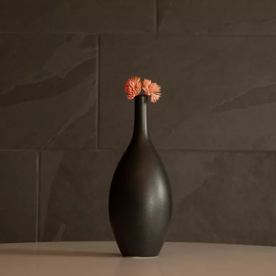 Artificial Garden OLRANDO 21273 Διακοσμητικό Κεραμικό Βάζo Μαύρο Π8 x Μ8 x Υ20cm