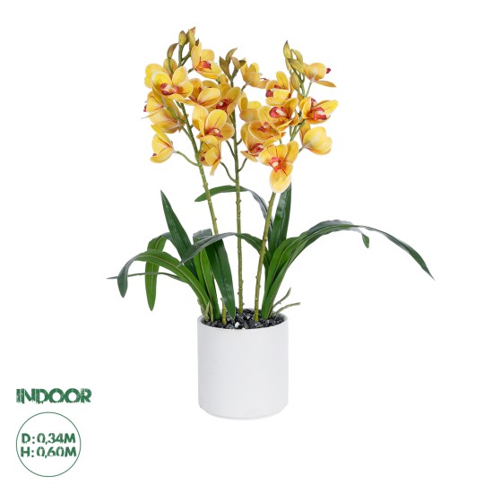 Artificial Garden YELLOW CHERRY CUMBIDIUM 21401 Διακοσμητικό Φυτό Κίτρινο Κυμβίδιο Υ60cm