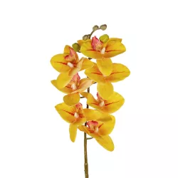 Artificial Garden YELLOW RED ORCHID BRANCH 21410 Τεχνητό Διακοσμητικό Κλαδί Κίτρινη Ορχιδέα Y70cm