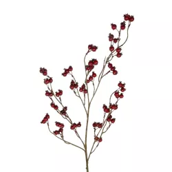 Artificial Garden RED HOLLY BERRIES FRUIT BRANCH 21428 Τεχνητό Διακοσμητικό Κλαδί Κόκκινο Γκί Y102cm