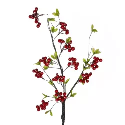 Artificial Garden RED HOLLY BERRIES FRUIT BRANCH 21430 Τεχνητό Διακοσμητικό Κλαδί Κόκκινο Γκί Y90cm