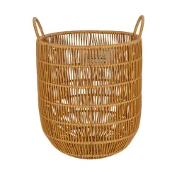 Artificial Garden OSAKA 21494 Διακοσμητικό Πλεκτό Καλάθι - Κασπώ Γλάστρα - Flower Pot Μπεζ Φ30cm x Υ41cm