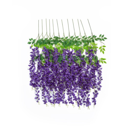 Artificial Garden VIOLET WISTERIA FLOWER BRANCH 21509 Σετ 12 Τεχνητά Διακοσμητικά κλαδιά Βιστέριας Βιολετί Φ45 x Υ120cm