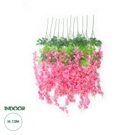 Artificial Garden HOT PINK WISTERIA FLOWER BRANCH 21512 Σετ 12 Τεχνητά Διακοσμητικά κλαδιά Βιστέριας Έντονο Ροζ Φ45 x Υ120cm