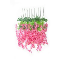 Artificial Garden HOT PINK WISTERIA FLOWER BRANCH 21512 Σετ 12 Τεχνητά Διακοσμητικά κλαδιά Βιστέριας Έντονο Ροζ Φ45 x Υ120cm