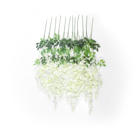 Artificial Garden WHITE WISTERIA FLOWER BRANCH 21513 Σετ 12 Τεχνητά Διακοσμητικά κλαδιά Βιστέριας Λευκό Φ45 x Υ120cm