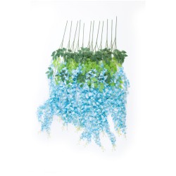 Artificial Garden BLUE WISTERIA FLOWER BRANCH 21515 Σετ 12 Τεχνητά Διακοσμητικά κλαδιά Βιστέριας Μπλέ Φ45 x Υ120cm