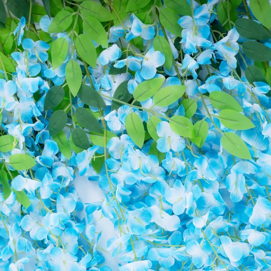 Artificial Garden BLUE WISTERIA FLOWER BRANCH 21515 Σετ 12 Τεχνητά Διακοσμητικά κλαδιά Βιστέριας Μπλέ Φ45 x Υ120cm