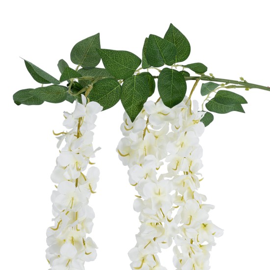 Artificial Garden WHITE WISTERIA FLOWER BRANCH 21516 Τεχνητό Διακοσμητικό κλαδί Βιστέρια Λευκό Φ45 x Υ164cm