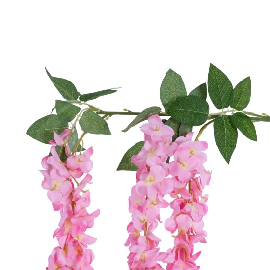 Artificial Garden PINK WISTERIA FLOWER BRANCH 21518 Τεχνητό Διακοσμητικό κλαδί Βιστέρια Ροζ Φ45 x Υ164cm