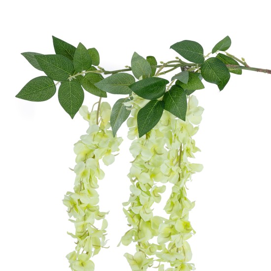 Artificial Garden GREEN WISTERIA FLOWER BRANCH 21520 Τεχνητό Διακοσμητικό κλαδί Βιστέρια Πράσινο Φ45 x Υ164cm