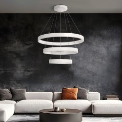 kelvo® VENOM 61189 Μοντέρνο Κρεμαστό Φωτιστικό Οροφής LED 120W 14158lm 120° AC 220-240V IP20 Ρυθμιζόμενο Λευκό CCT με Χειριστήριο από 2700K έως 6000K Dimmable - Lumileds SMD Chip - Λευκό Ματ - Μ80 x Π80 x Υ60cm - 3 Χρόνια Εγγύηση