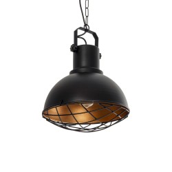 SIERRA 203-0011 Vintage Κρεμαστό Φωτιστικό Οροφής με Ντουί 1 x E27 AC 220-240V IP20 - Μαύρο & Χρυσό - Μ30 x Π30 x Υ40cm