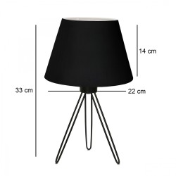 TRIP 204-0086 Μοντέρνο Eπιτραπέζιο Φωτιστικό Πορτατίφ Μονόφωτο 1 x E27 IP20 Μαύρο Μέταλλο με Μαύρο Ύφασμα - Μ22 x Π22 x Υ33cm