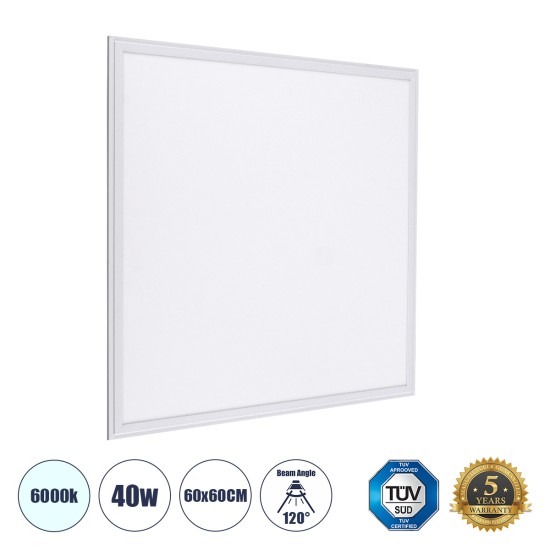 60206 Χωνευτό LED Panel Milky Super Slim 60x60cm 40W 4000lm 120° CRI≥80Ra UGR<19 AC 220-240V IP20 Μ60 x Π60 x Υ1.5cm - Ψυχρό Λευκό 6000K - TÜV Certified Driver - 5 Years Warranty