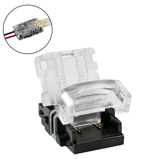 STRIPART 70720 Ενωτικός Ταχυσύνδεσμος για Μονόχρωμη Ταινία LED 2Pin 10mm σε Καλώδιο Τροφοδοσίας 2Pin Αδιάβροχο IP65 - Μ1.5 x Π2.4 x Υ0.8cm