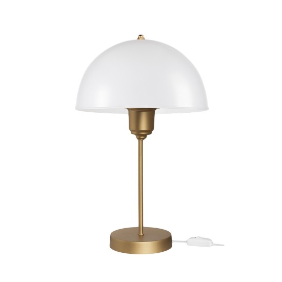 GAZETA 203-0304 Μοντέρνο Επιτραπέζιο Φωτιστικό Πορτατίφ με Ντουί 1 x E27 AC 220-240V IP20 - Λευκό Δίαφανο & Μπρονζέ  - Μ25 x Π25 x Υ39cm