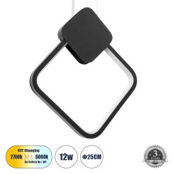 MARY 61082 Μοντέρνο Κρεμαστό Φωτιστικό Οροφής LED 12W 1440lm 300° AC 220-240V IP20 Ρυθμιζόμενο Λευκό CCT με On/Off 2700K/4500K/6000K - Lumileds SMD Chip - Μαύρο - Μ20 x Π2.3 x Υ28.5cm - 3 Χρόνια Εγγύηση