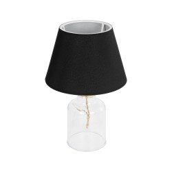 TRANS 204-0054 Μοντέρνο Επιτραπέζιο Φωτιστικό Πορτατίφ με Ντουί 1 x E27 AC 220-240V IP20 - Διάφανο & Μαύρο - Μ22 x Π22 x Υ34cm