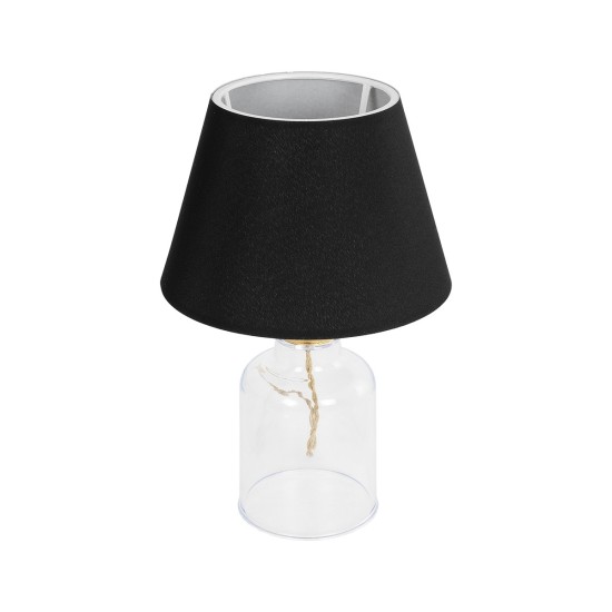 TRANS 204-0054 Μοντέρνο Επιτραπέζιο Φωτιστικό Πορτατίφ με Ντουί 1 x E27 AC 220-240V IP20 - Διάφανο & Μαύρο - Μ22 x Π22 x Υ34cm