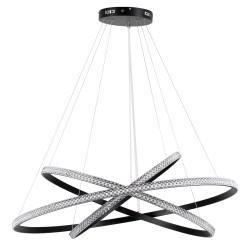 DIAMOND TRIO 61140-DECO Μοντέρνο Κρεμαστό Φωτιστικό Οροφής LED 150W 18379lm 360° AC 220-240V IP20 Ρυθμιζόμενο Λευκό CCT με Χειριστήριο από 2700K έως 6000K Dimmable - Lumileds SMD Chip - Μαύρο Ματ - Μ100 x Π100 x Υ100cm - 3 Χρόνια Εγγύηση