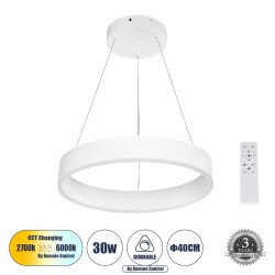 VENOM 61174 Μοντέρνο Κρεμαστό Φωτιστικό Οροφής LED 30W 3513lm 120° AC 220-240V IP20 Ρυθμιζόμενο Λευκό CCT με Χειριστήριο από 2700K έως 6000K Dimmable - Lumileds SMD Chip - Λευκό Ματ - Μ40 x Π40 x Υ6.5cm - 3 Χρόνια Εγγύηση