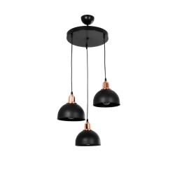 ΗUT 203-0146 Μοντέρνο Κρεμαστό Φωτιστικό Οροφής με Ντουί 3 x E27 AC 220-240V IP20 - Μάυρο & Χάλκινο - Μ40 x Π40 x Υ40cm