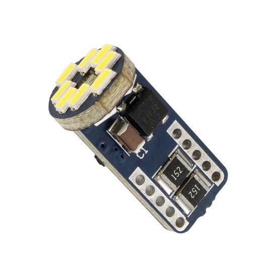 W5W-T10 81104 Λάμπα W5W T10 CANbus LED 3.2W 480lm 360° DC 12-24V IP20 Ψυχρό Λευκό 6000K - 12 x Epistar SMD4014 Chip - Μ1 x Π1 x Υ2.7cm - 1 Χρόνο Εγγύηση