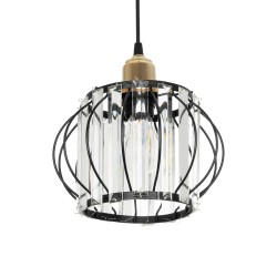 LUCERO 201-0078 Vintage Κρεμαστό Φωτιστικό Οροφής με Ντουί 1 x E27 AC 220-240V IP20 - Μαύρο & Διάφανο - Μ24 x Π24 x Υ24cm